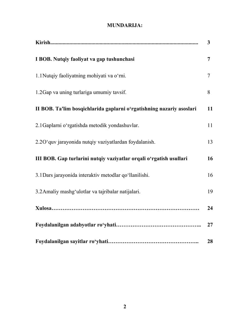 Oʻzbek adabiyotini oʻqitish metodikasi 2