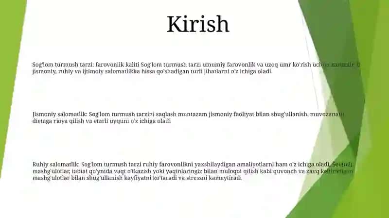 Sog'lom turmush tarzi 2