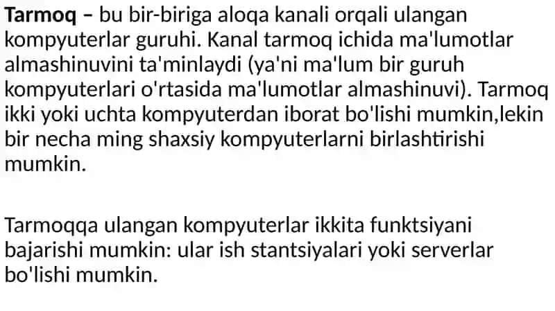Kompyuter tarmoqlarining turlari 2