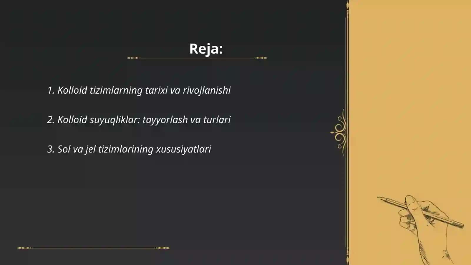 Kolloid sistemalarni tayyorlash usullari va ularning molekulyar kinetik xossalari 2