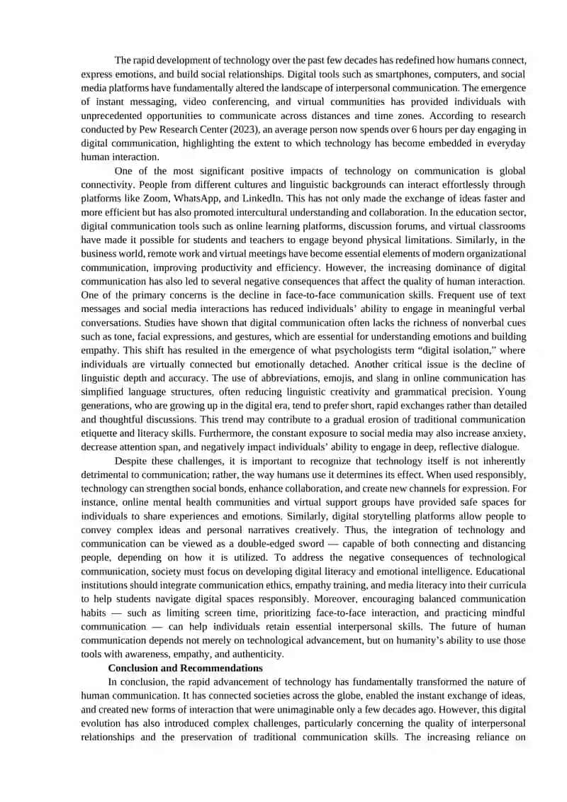 The Impact of Technology on Human Communication Skills 2