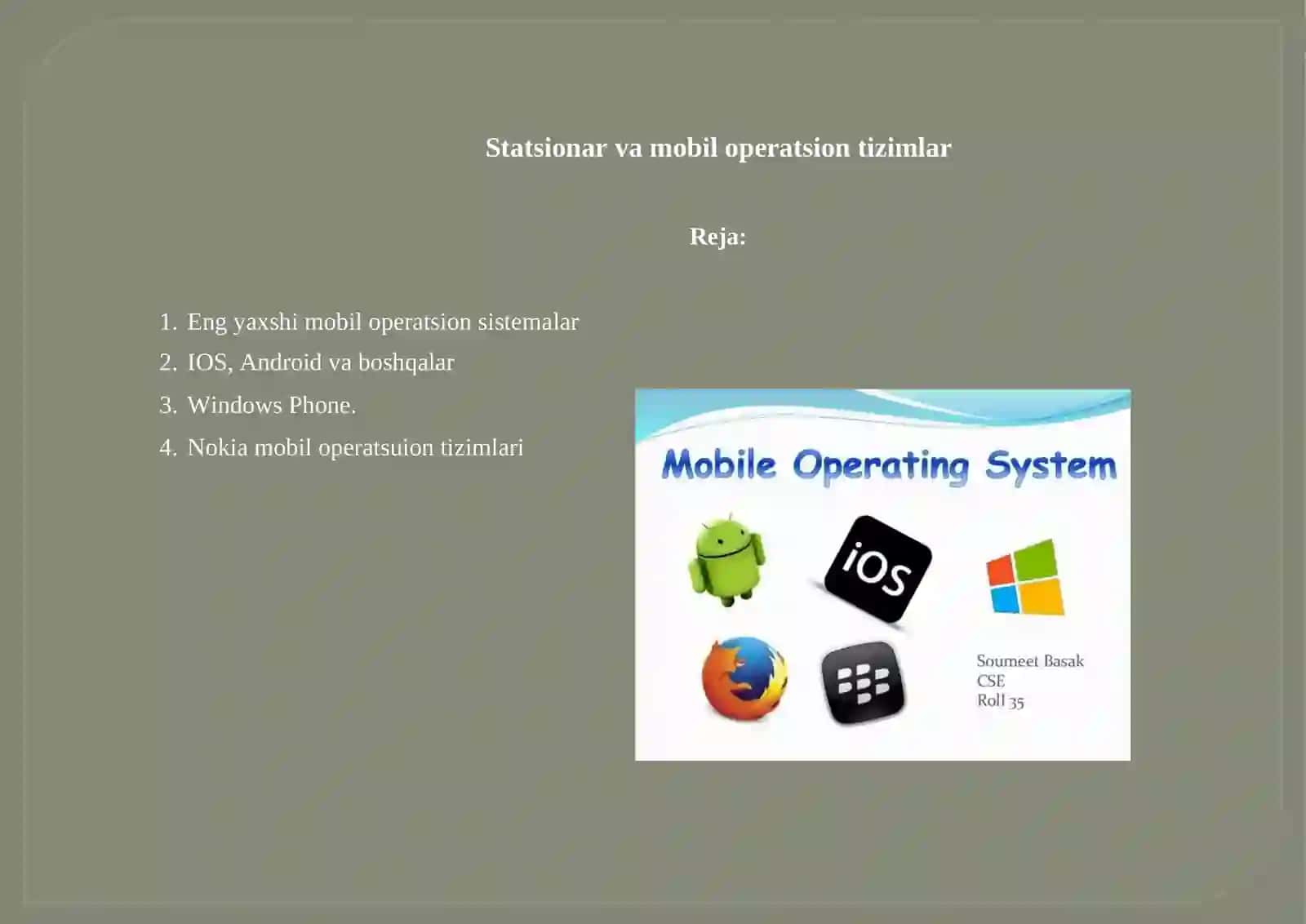 Statsionar va mobil operatsion tizimlar 2