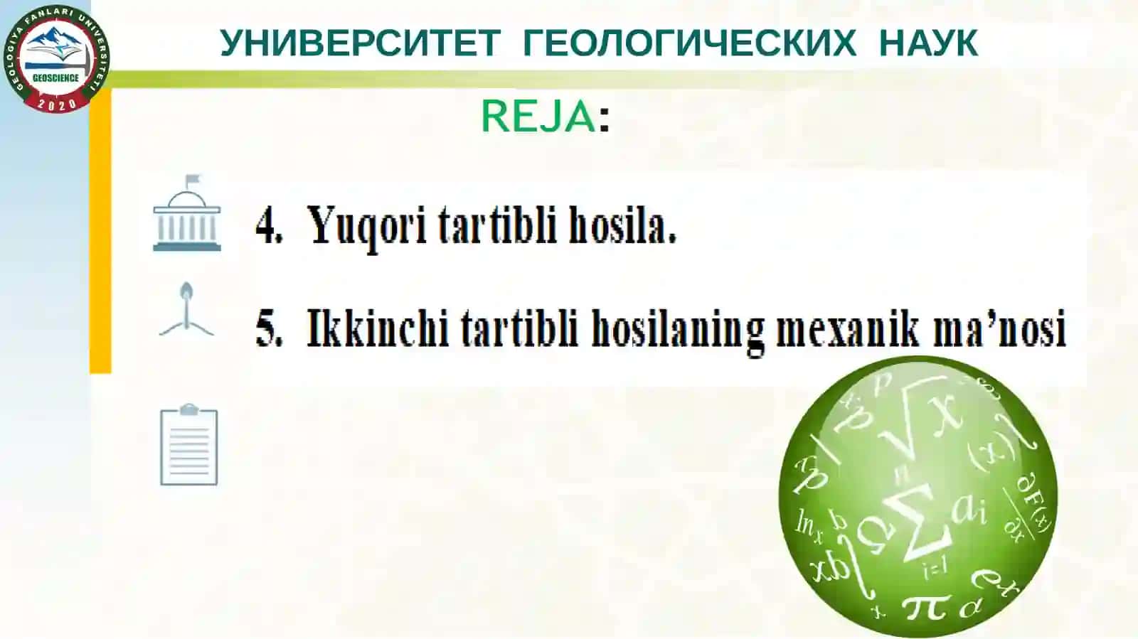 ГЕОЛОГИЯ ФАНЛАРИ УНИВЕРСИТЕТИ 2