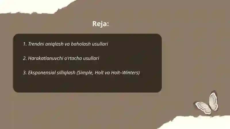 Trendni aniqlash va baholash usullari 2