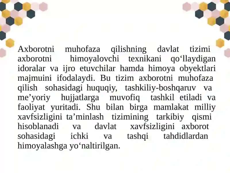 Axborot xavfsizligini ta’minlash usullari 2