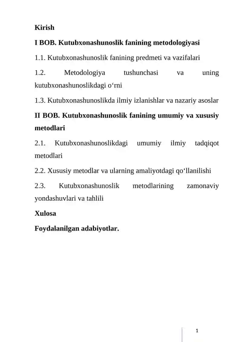 KUTUBXONASHUNOSLIK FANINING METODOLOGIYASI 2