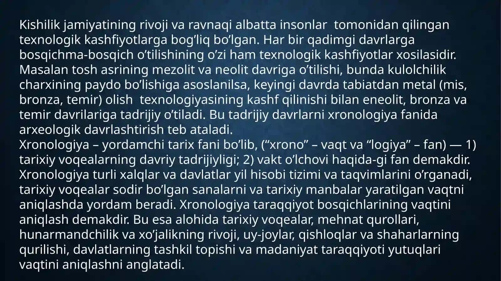 Arxeologik davrlashtirishni tasniflash 2