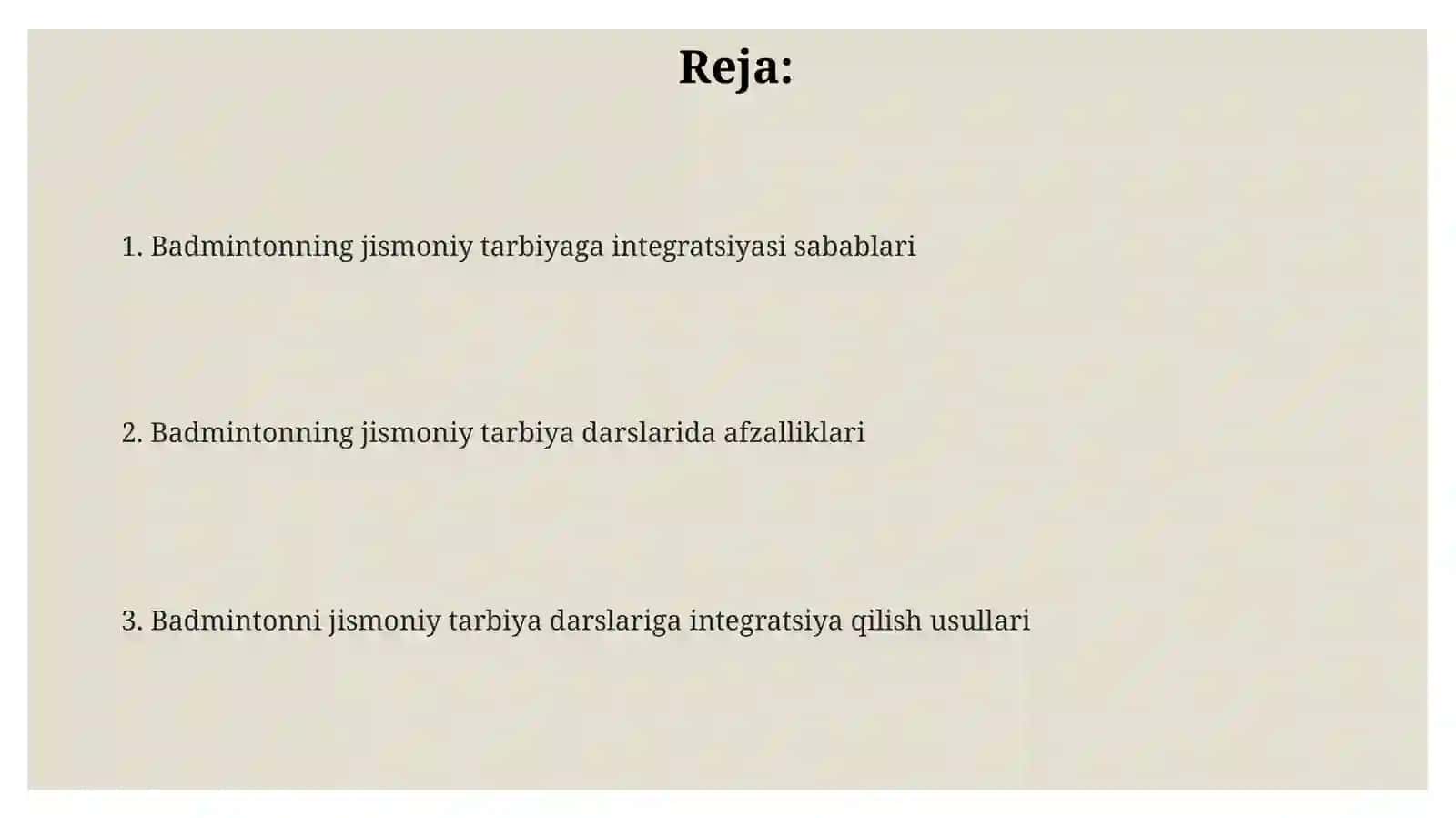 Badmintonning jismoniy tarbiyaga integratsiyasi 2
