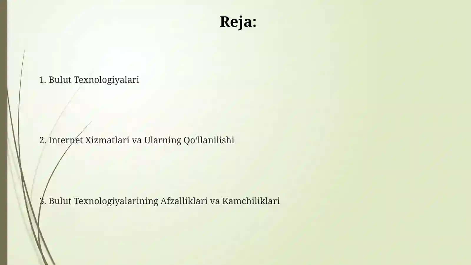 Internet xizmatlari va ulardan foydalanish. Bulutli texnalogiyalar 2