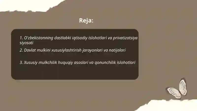 O'zbekistonning iqtisodiy islohotlari 2