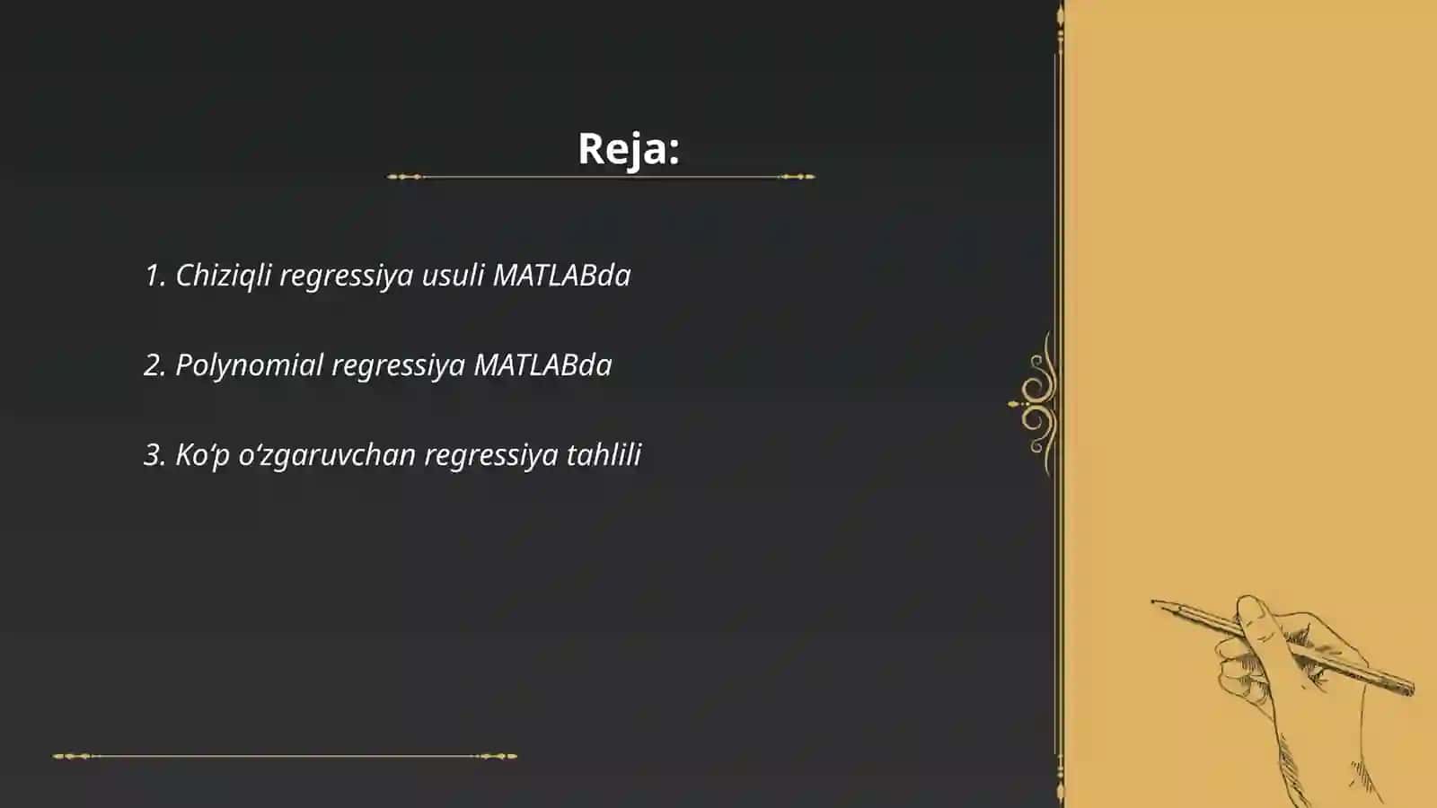 Matlabda statistik regressiya usullarini qo‘llash 2