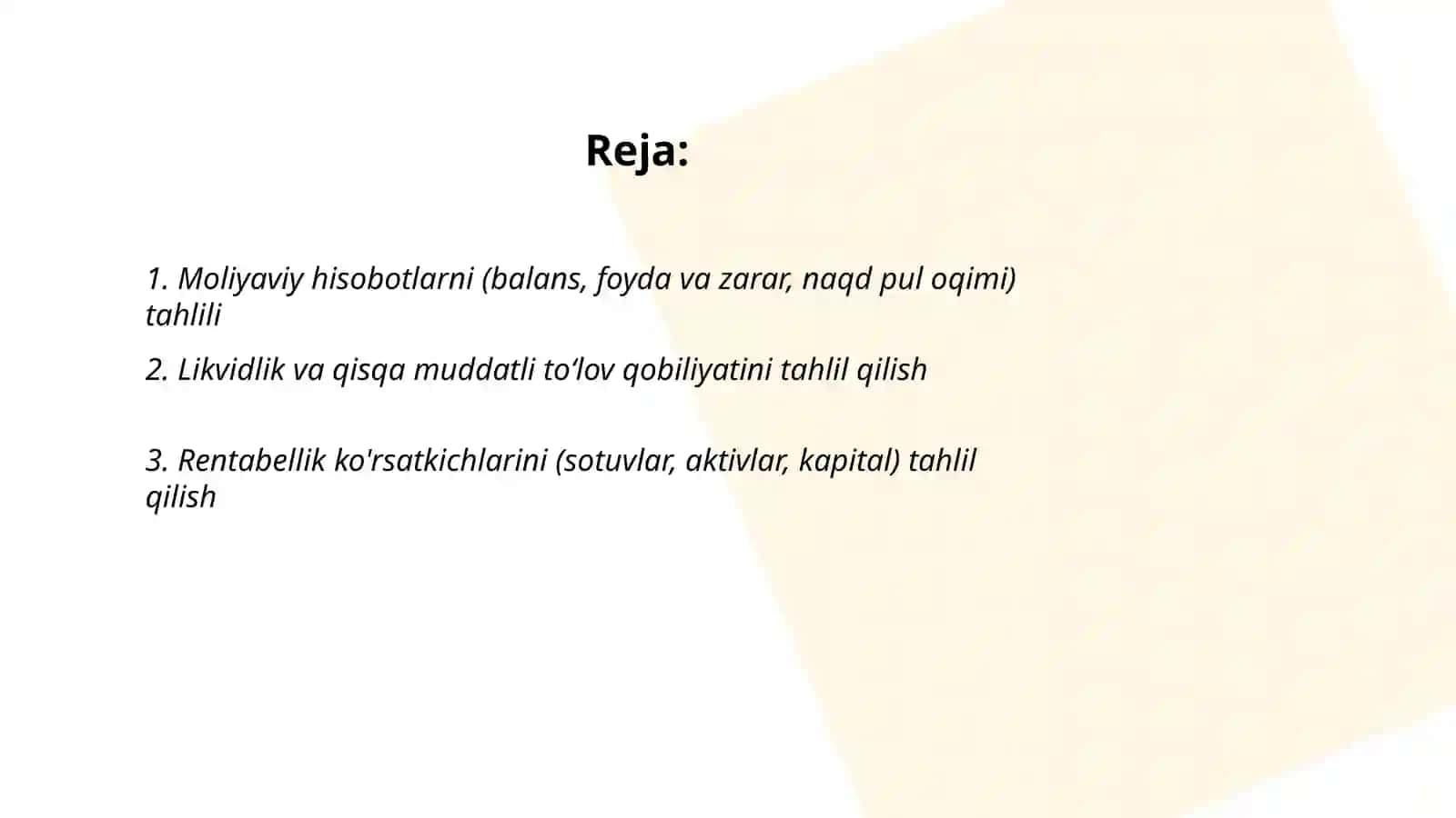 Moliyaviy va boshqaruv tahlili 2