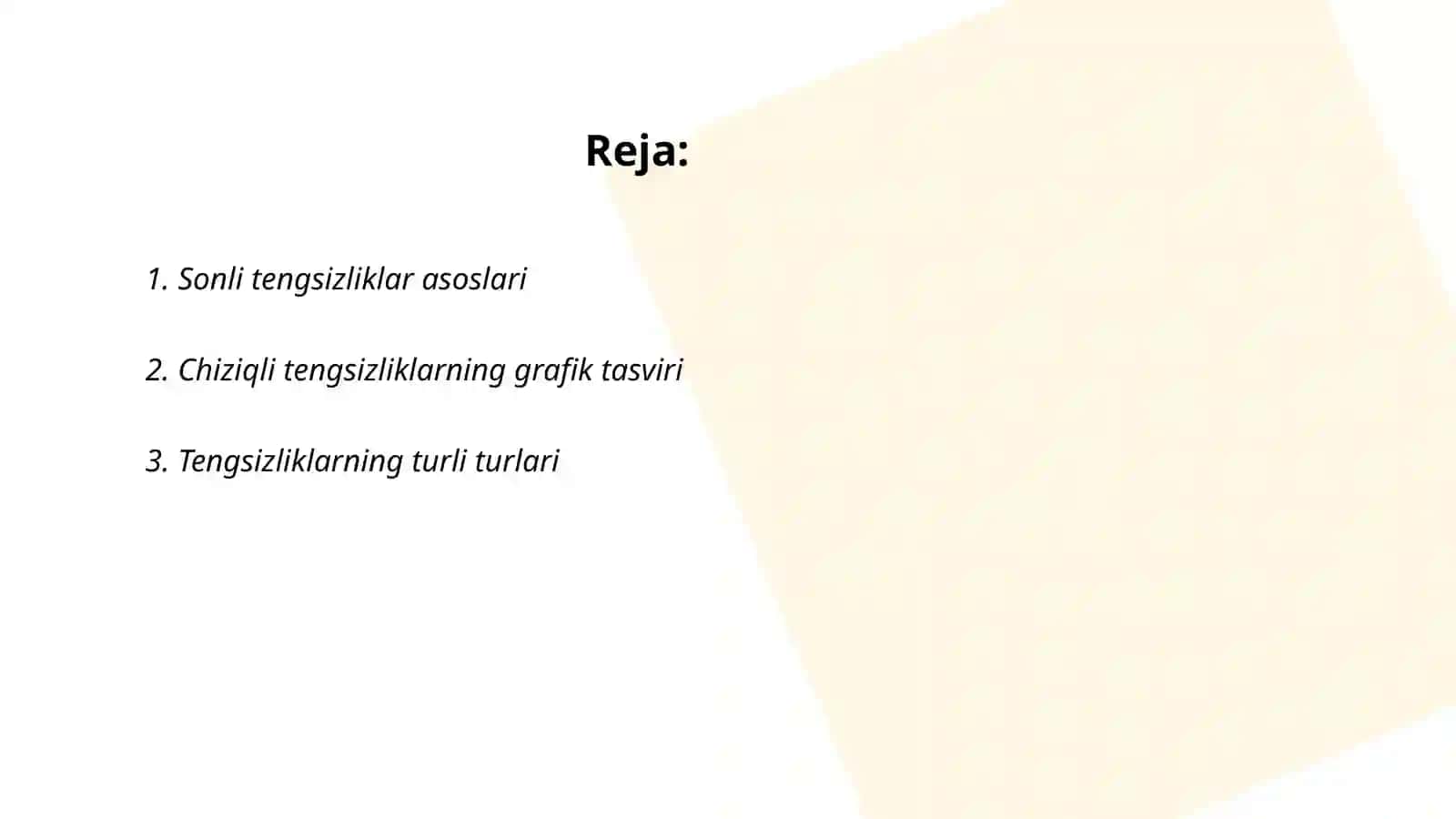 Sonli va chiziqli tengsizliklar 2