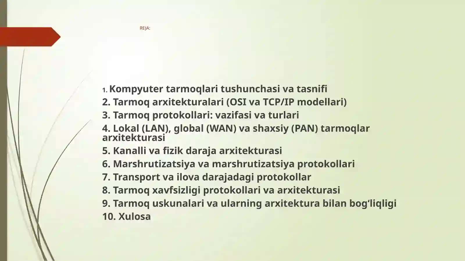Kompyuter tarmoqlari arxitekturasi va protokollari 2
