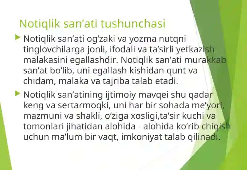 Notiqlik san’ati tushunchasi 2