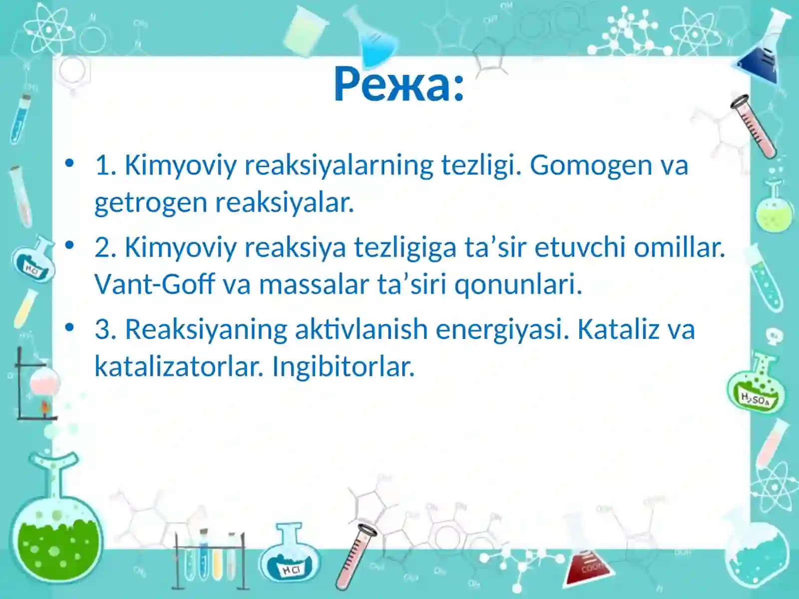 Kimyoviy Reaksiyalarkin etiketikasi va muvozanat 2