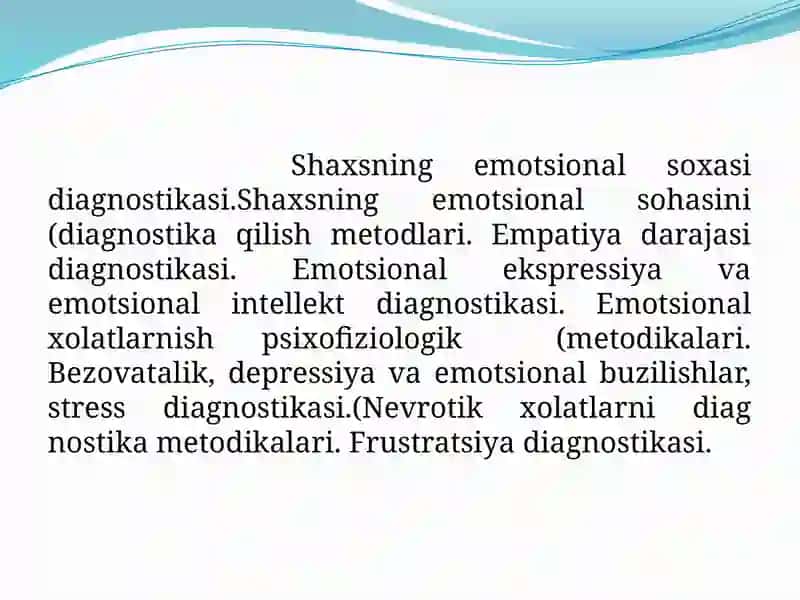Shaxsning emotsional xolatlari psixodiagnostikasi 2