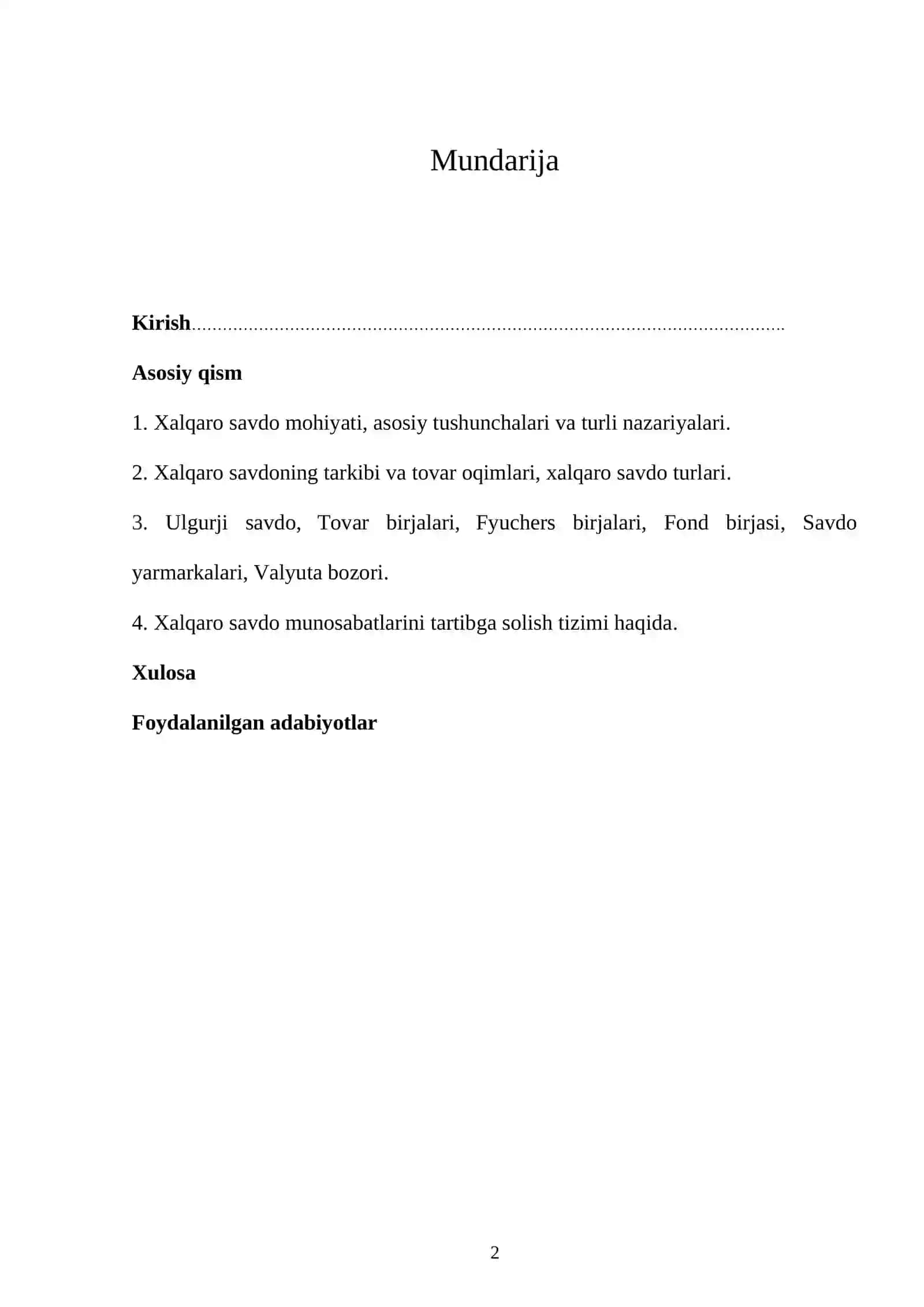 Xalqaro savdo nazariyasi 2