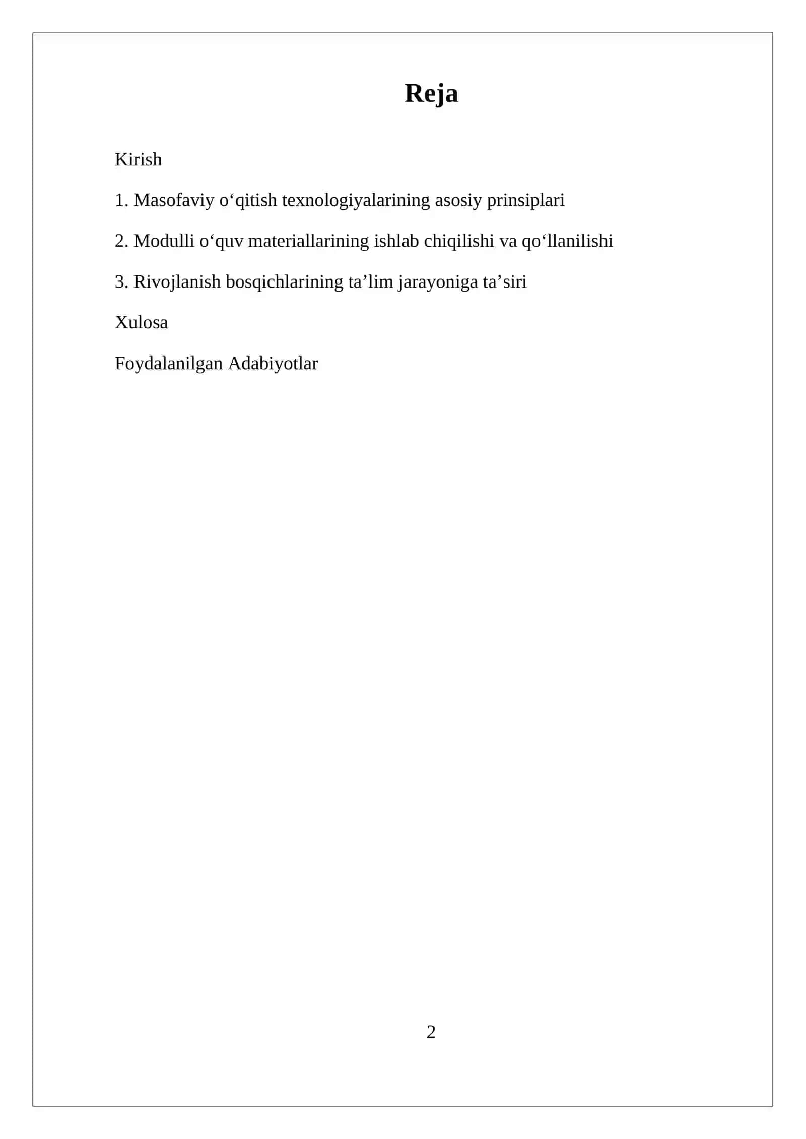 Masofaviy va Modulli Oʻqitish 2
