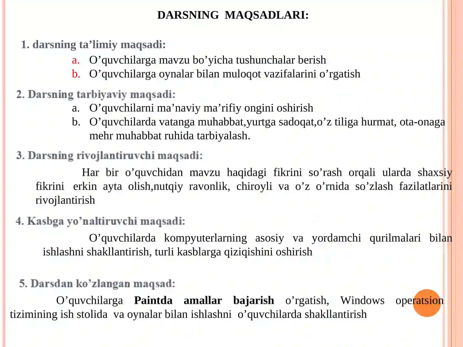 Paintda amallar bajarish. dars ishlanma 2