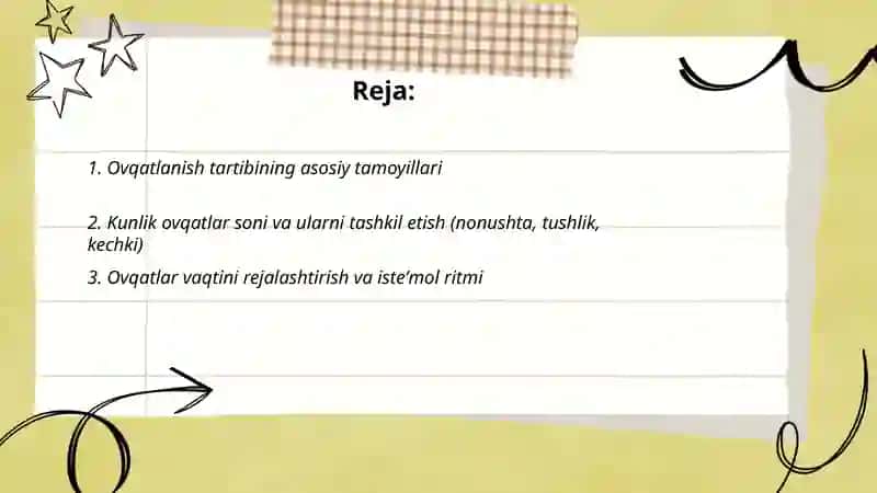 Ovqatlanish tartibi 2