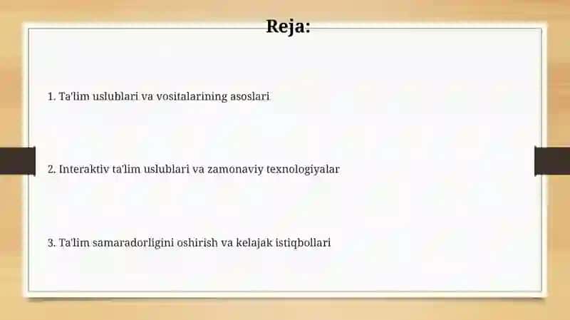 Ta'lim metodlari va vositalari 2