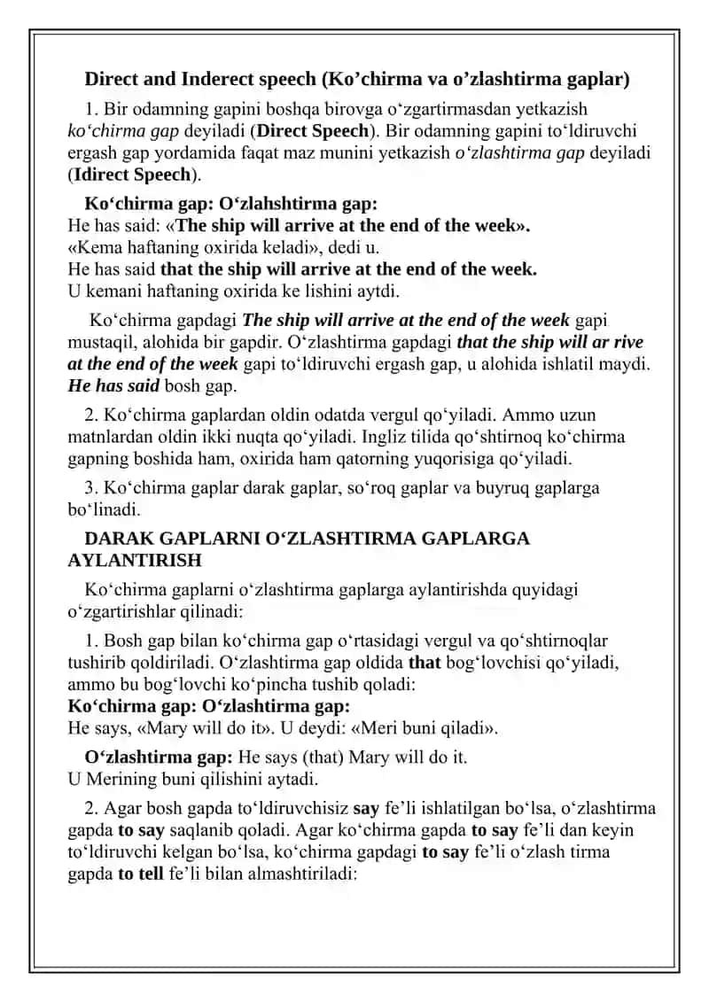 Direct and Inderect speech 2