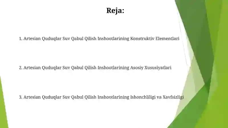 Artesian Quduqlar Suv Qabul Qilish Inshootlarining Asosiy Xususiyatlari 2