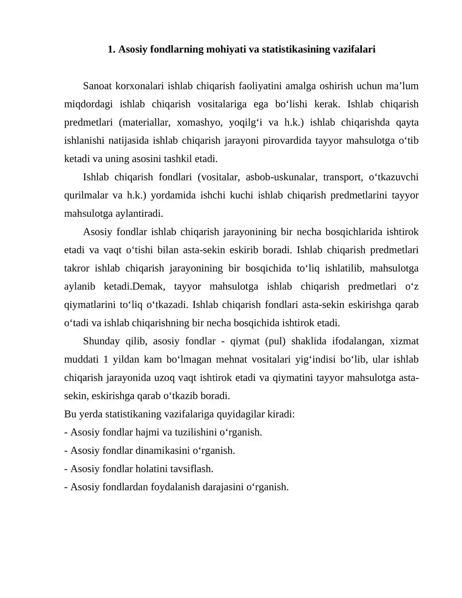 Korxonaning asosiy kapitali statistikasi 2