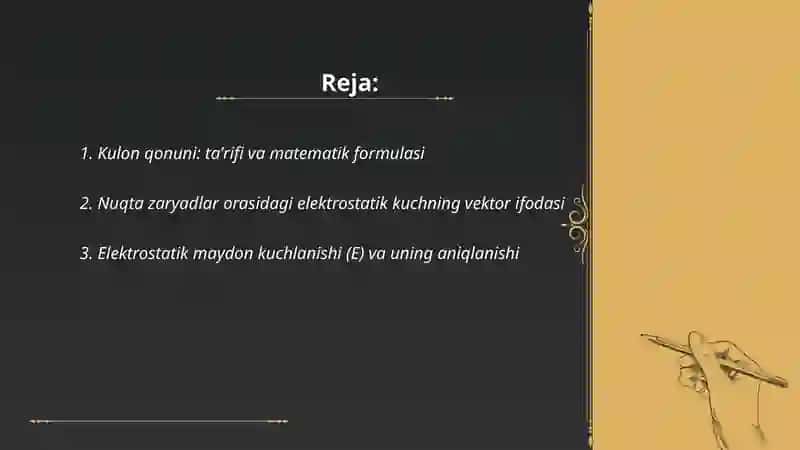 Kulon qonuni elektrosatik maydon kuchlangani 2