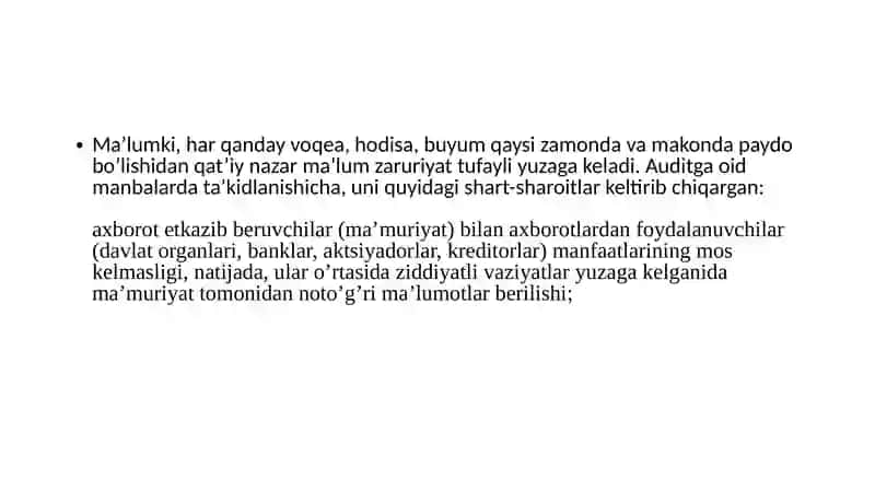 AUDITNING MOHIYATI UNING MAQSADI VA VAZIFALARI 2