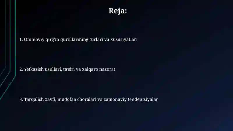 Ommaviy qirg'in qurollarining turlari xususiyatlari 2