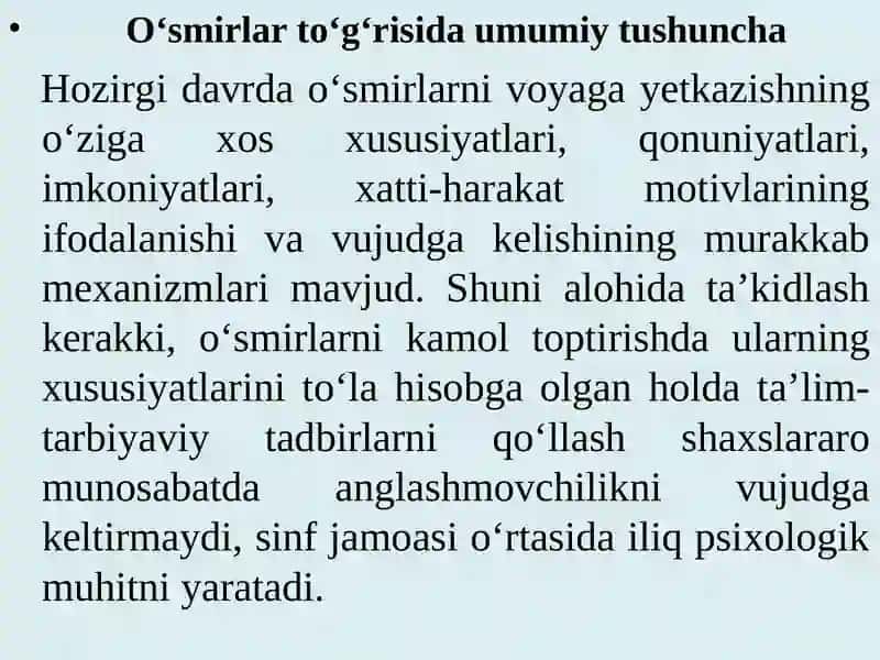 O‘smirlik davridagi psixologik muammolar 2