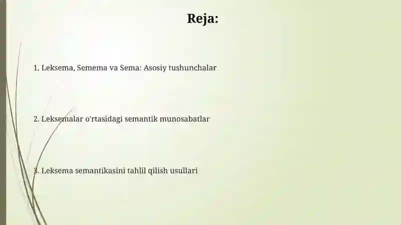 Leksema, Semema va Sema: Asosiy tushunchalar 2