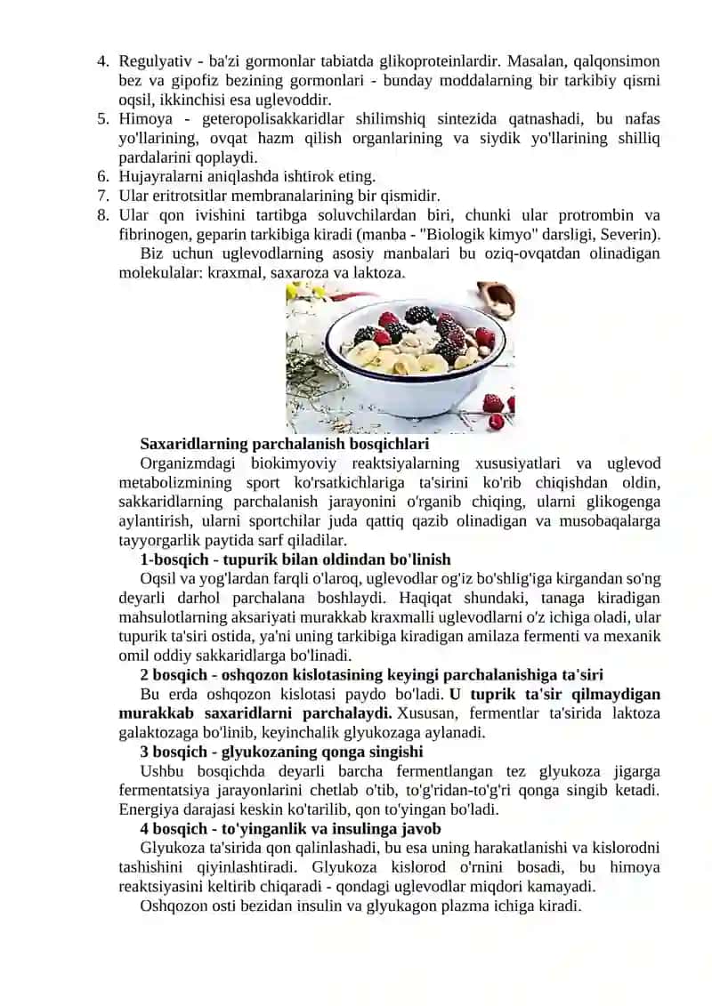 Uglevodlar tuzilishi va funksiyalari 2