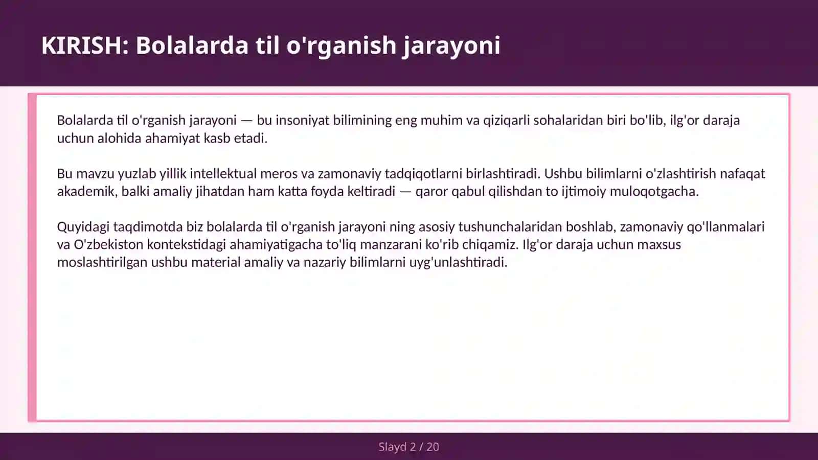 Bolalarda til o'rganish jarayoni 2