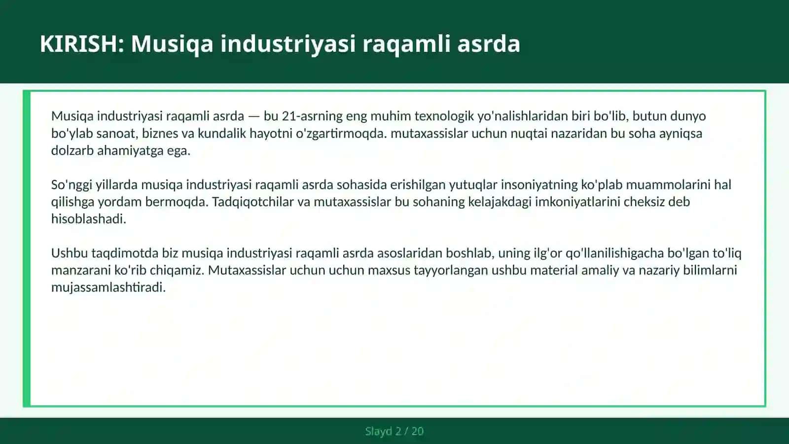 MUSIQA INDUSTRIYASI RAQAMLI ASRDA 2
