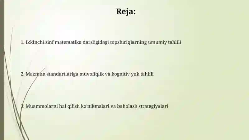 Ikkinchi sinf matematika darsligi topshiriqlarini tahlil qilish 2