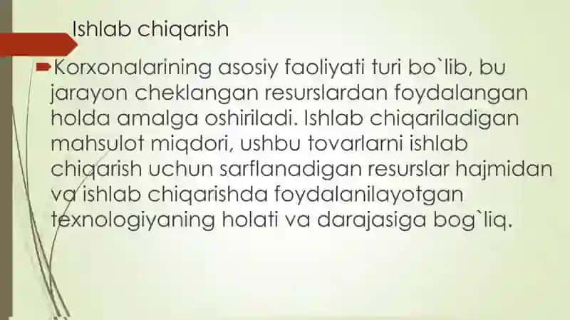 Ishlab Chiqarish Xarajatlari 2