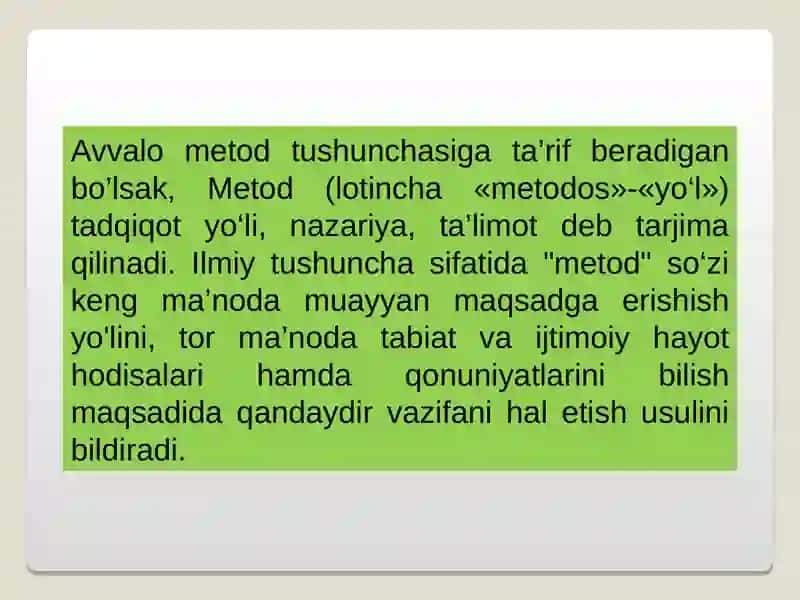 Metod shakllantirish 2