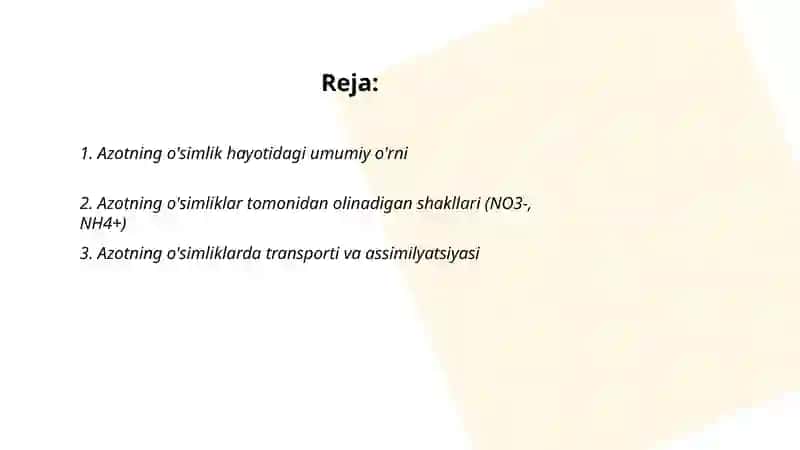Azotni usimlik hayotidagi urni 2