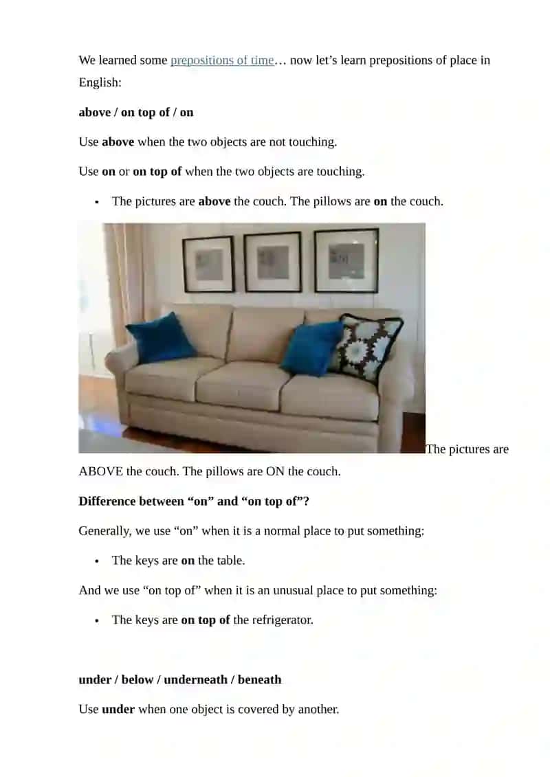 PREPOSITIONS OF PLACE 2