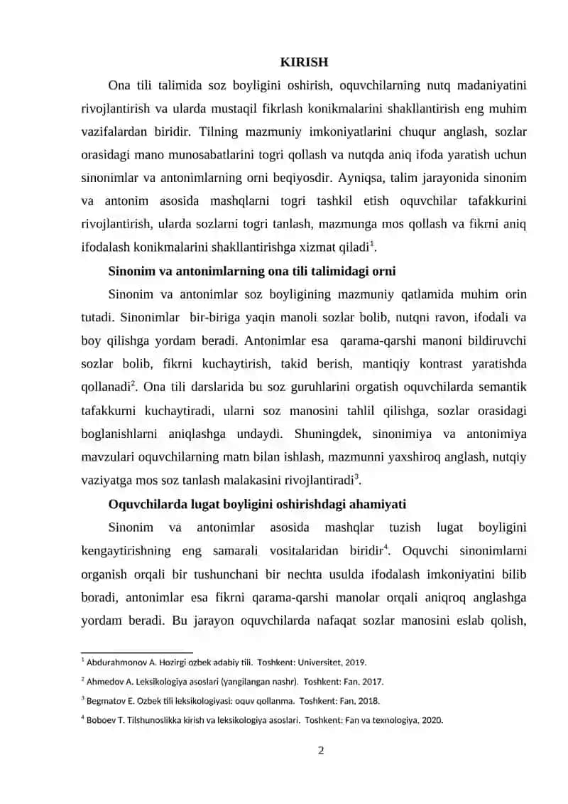Ona tili darslarida sinonim va antonim asosida mashqlar yaratish 2