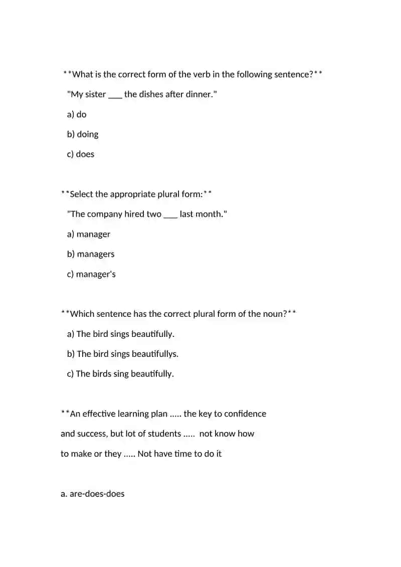 Correct Form of Verbs Exercise 2