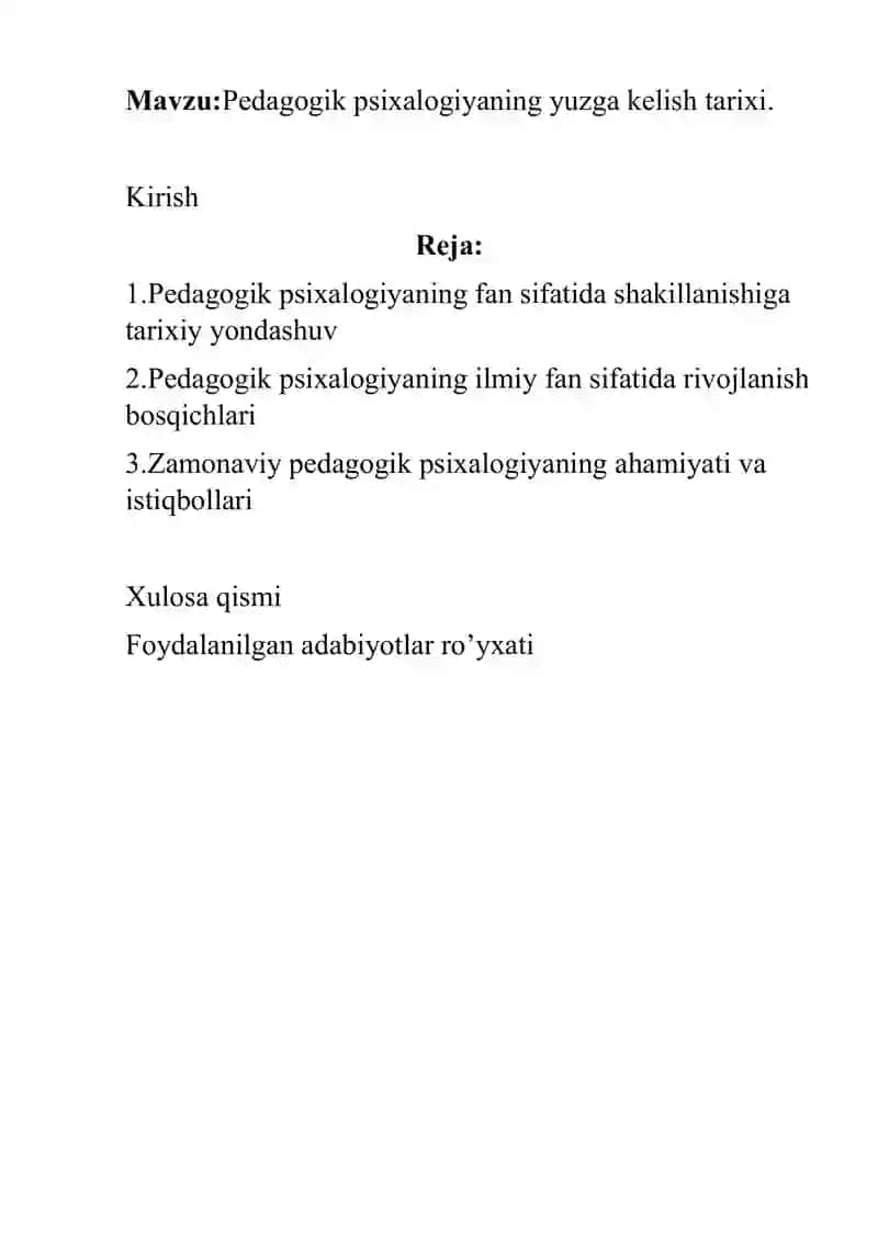 Pedagogik psixalogiyaning yuzga kelish tarixi. 2