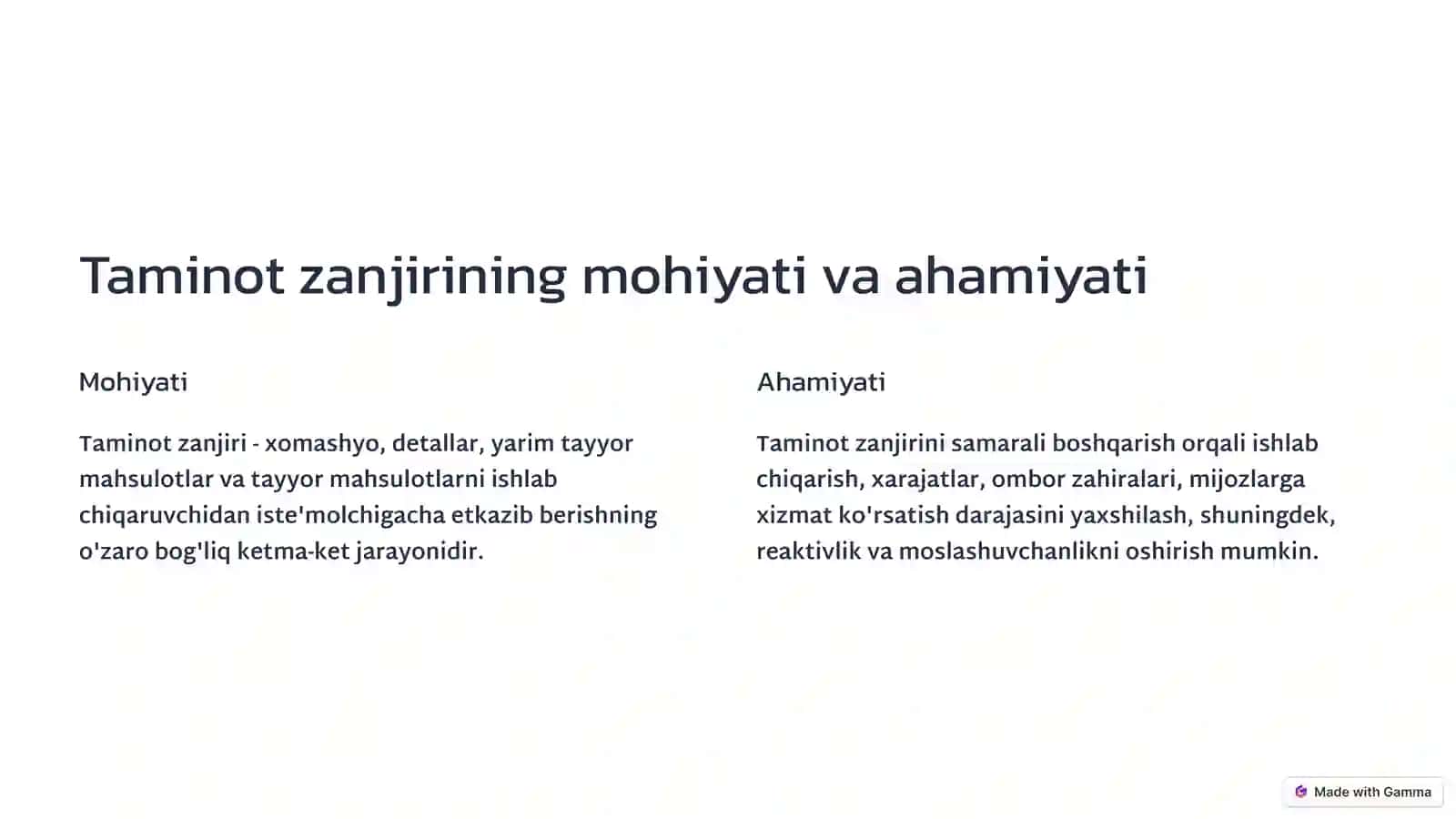 Taminot zanjirini boshqarish asoslari 2
