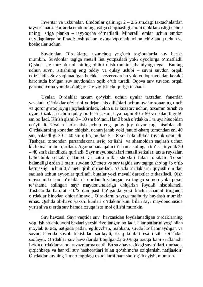 O’rdak jo’jalarini o’stirish va parvarishlash usllari 2