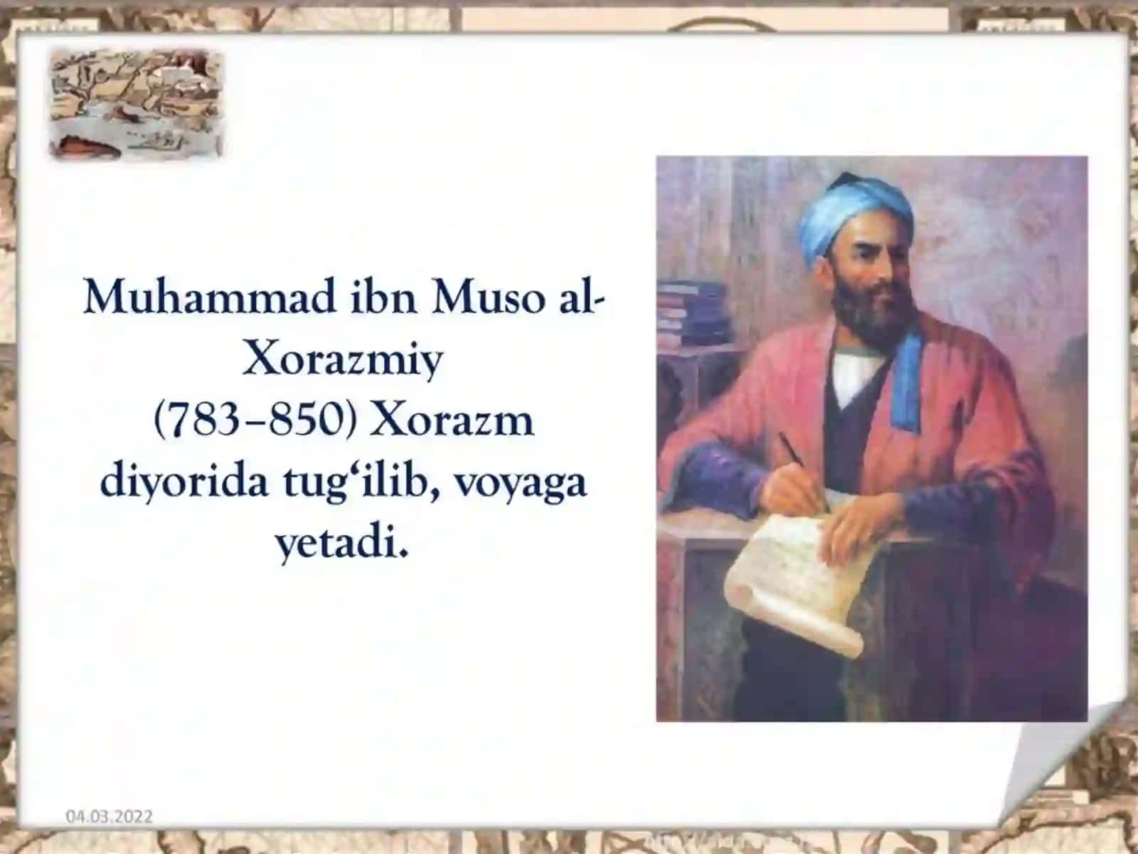 Abu Jafar Muhammad ibn Musa Al-Xorazmiy 2