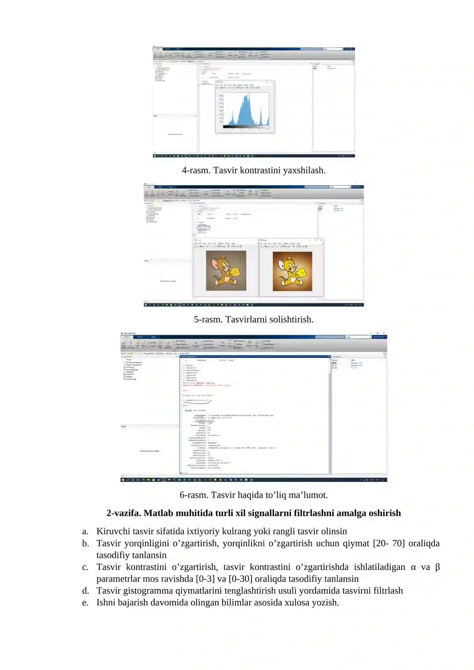 Matlab paketida tasvirlarga raqamli ishlov berish 2