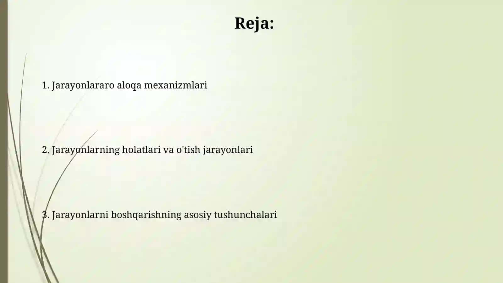 Jarayonlarni boshqarishning asosiy tushunchalari 2